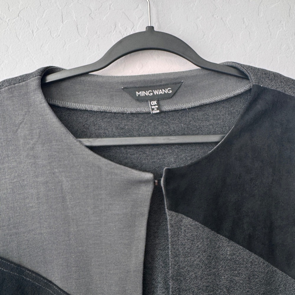 Ming Wang Gray Black Geometric Patchwork Open Fro… - image 4